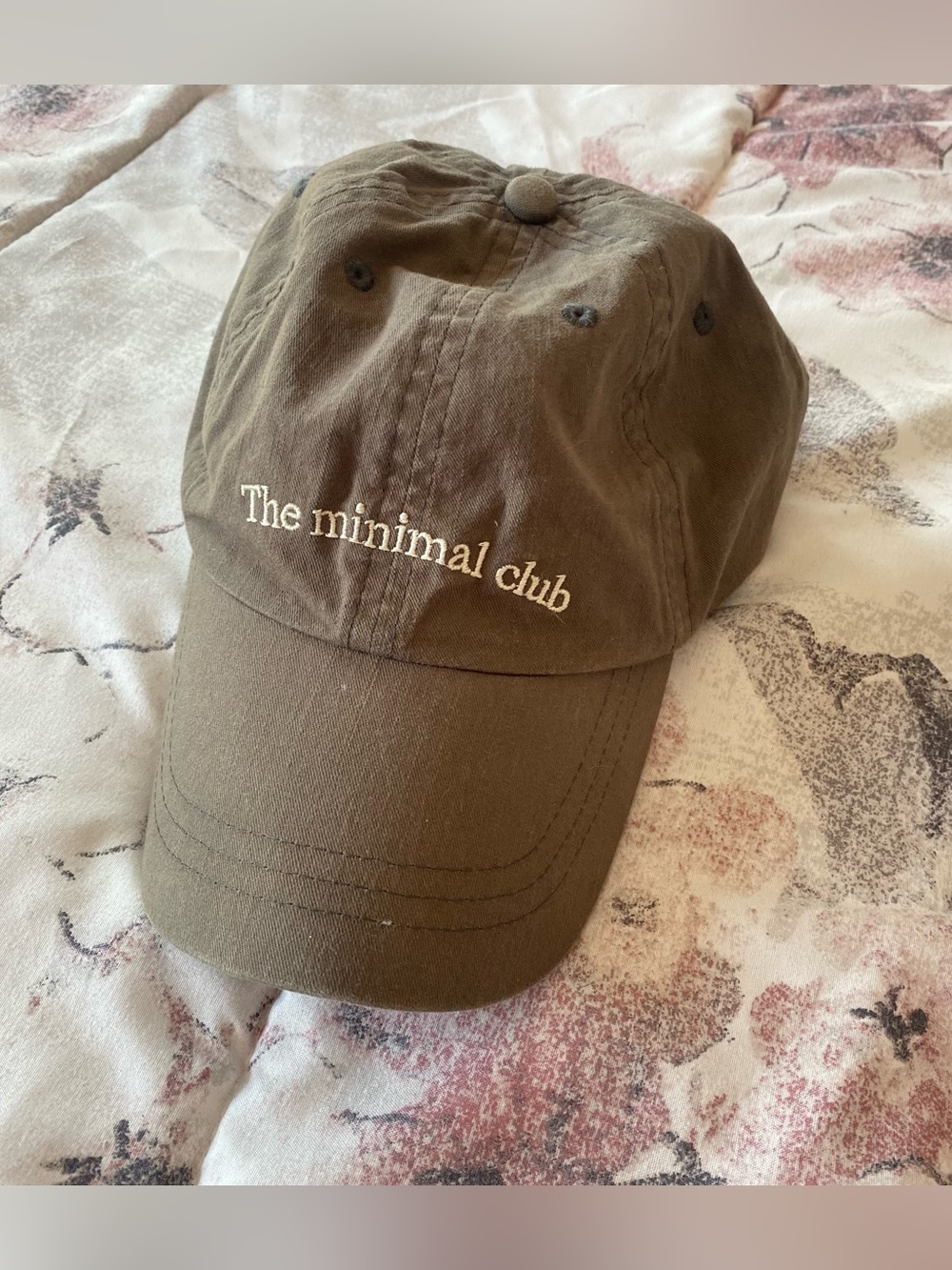 Zara Olive Cap with Embroidered “The Minimal Club”
